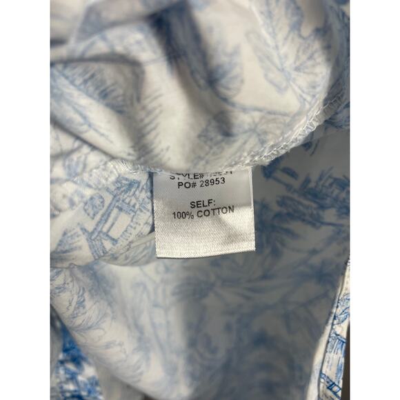 Skies Are Blue Oversized Button Up Shirt Size Small French Cottage Cotton - Picture 5 of 5